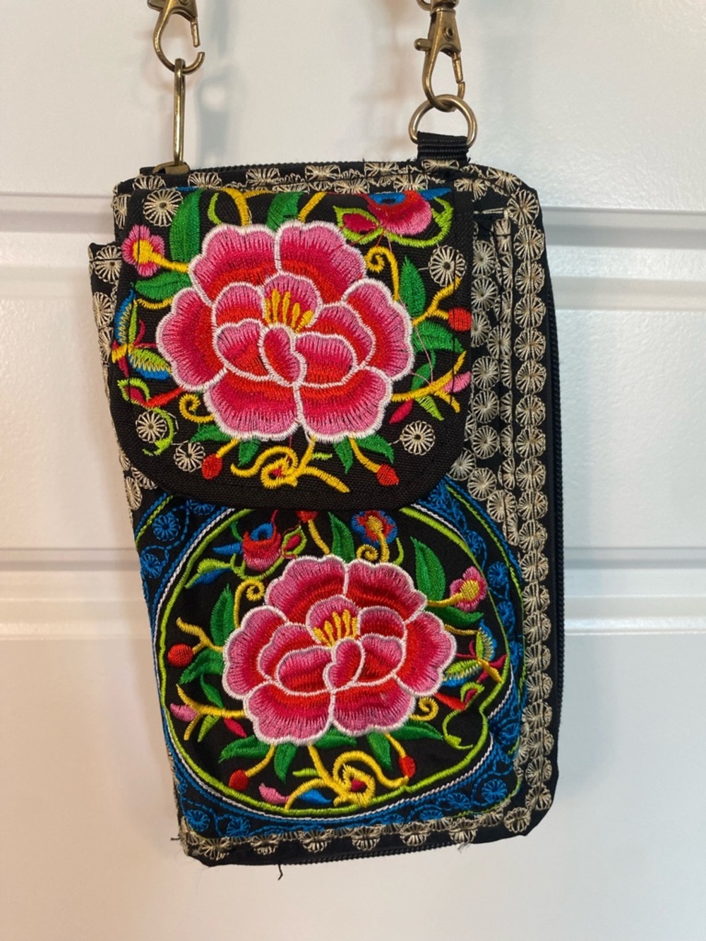 Boho Embroidered Crossbody Wallet Bag Floral Festival Phone Purse - Picture 3 of 9